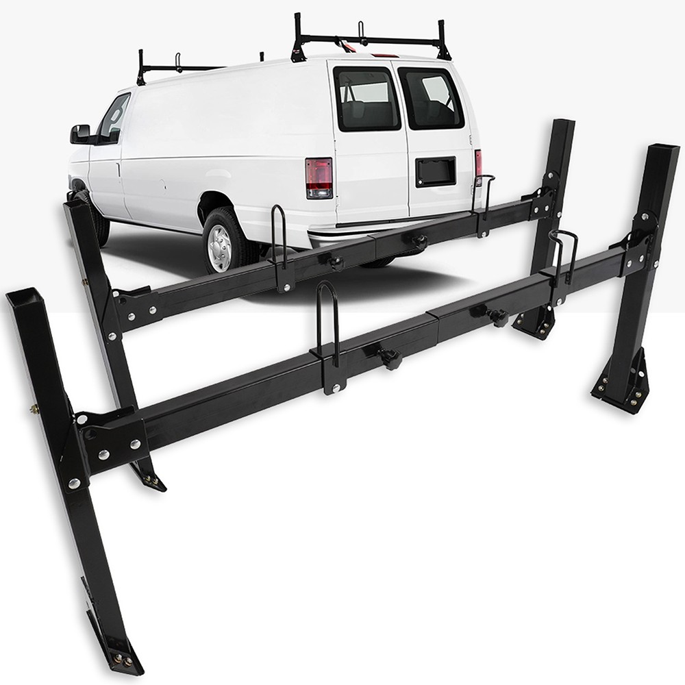 ?Universal Black van 2 Bar Ladder Roof Rack Ford Econoline crossbars Steel thumbnail 3