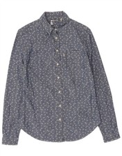 LEVI'S Womens Tailored Fit Loose Fit Abstract Pattern Shirt UK 6 XS Blue BR12