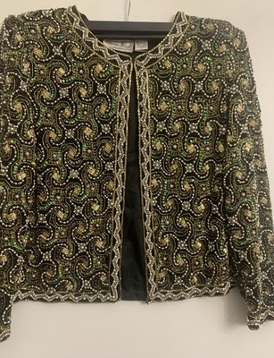 Laurence Kazar Vtg.  80 s Stunning Beaded Evening Jacket Medium Pearls,Sequins