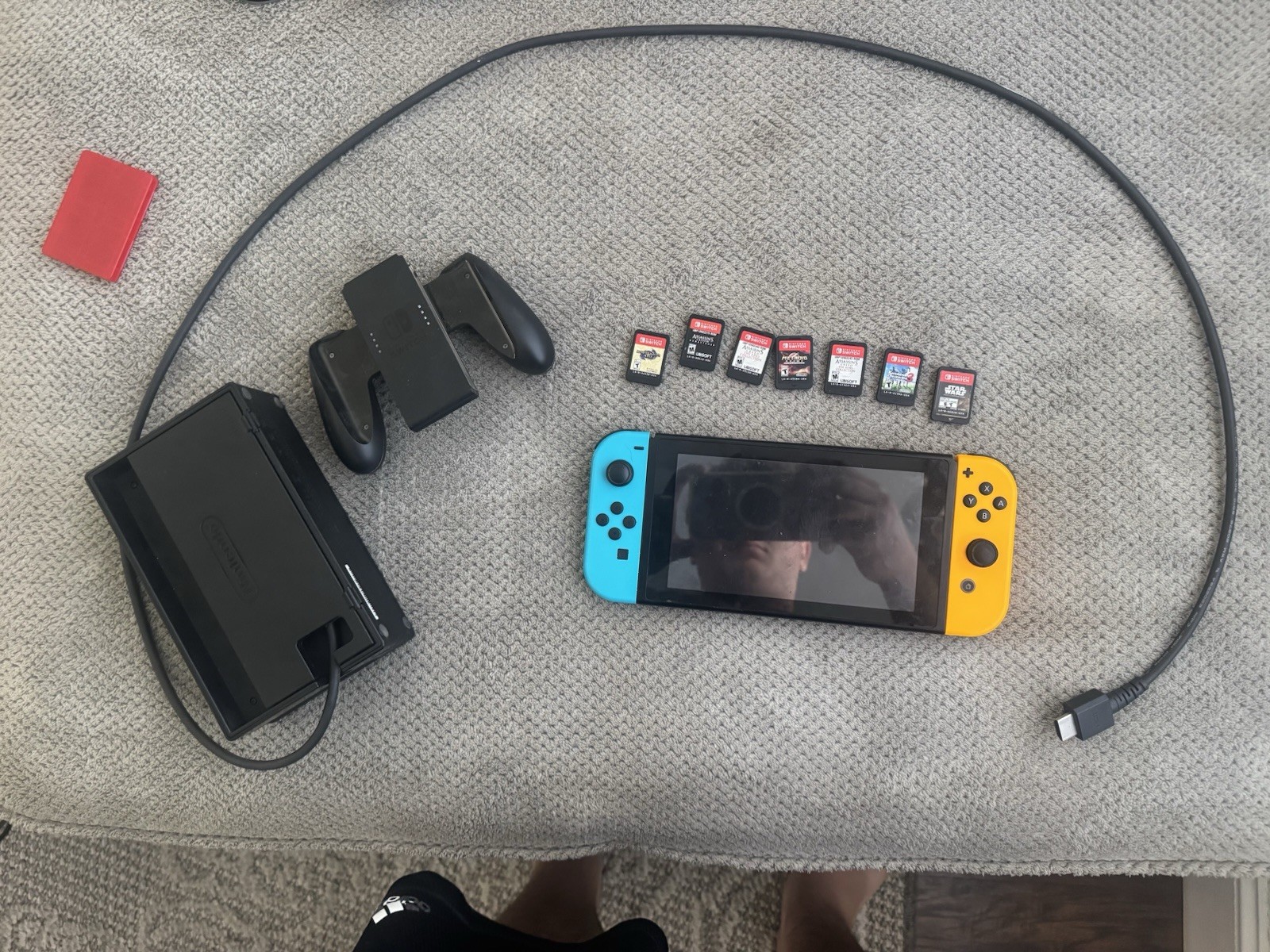 Nintendo Switch Console With Doc And 7 missing AC adapter (charger)