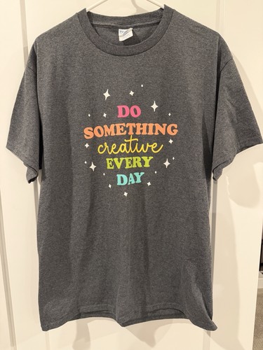 Taylored Expressions Stamp Joy Staycation T-shirt Women's Large Gray Creative
