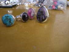 4 Handmade Rings Set In Silver size 7