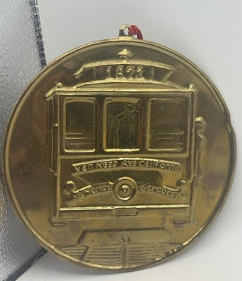 Department 56 Brass Cable Car Ornament 1873 Van Ness Ave San Francisco