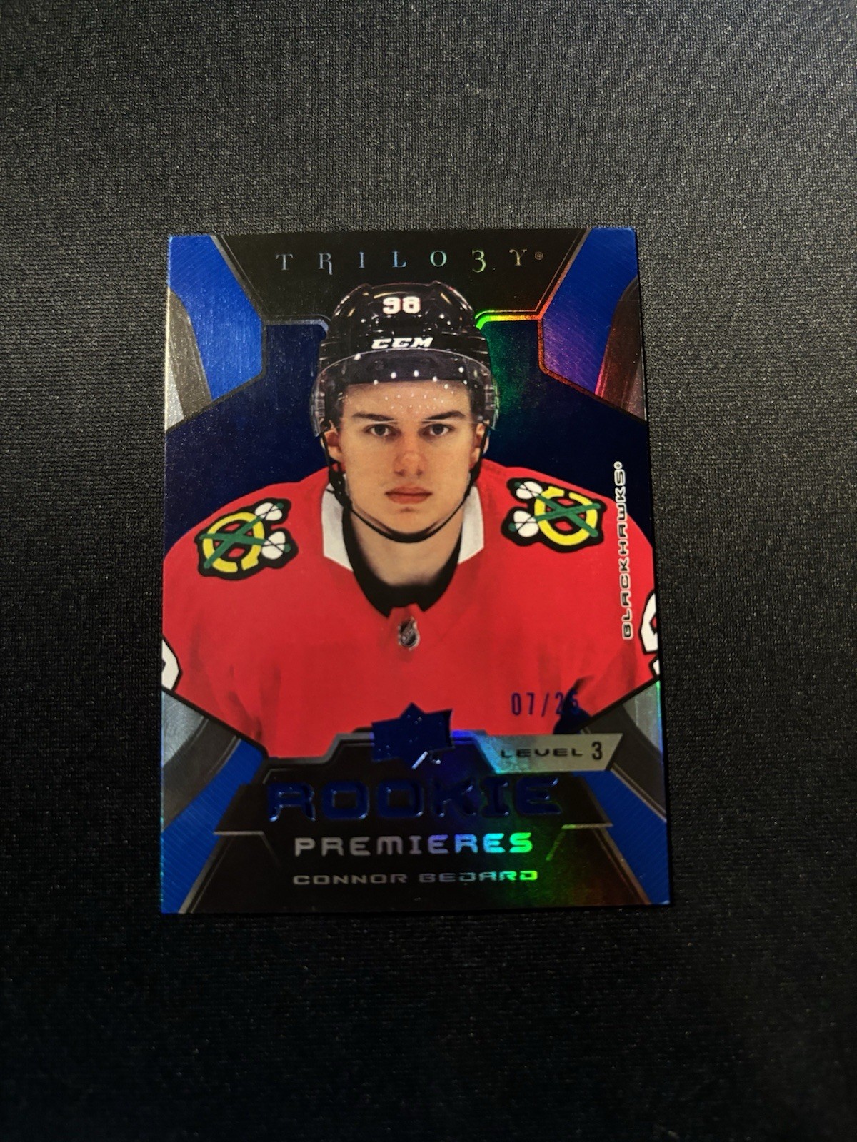 2023-24 Upper Deck Trilogy Connor Bedard ROOKIE PREMIERES Level 3 /25 Blue #202