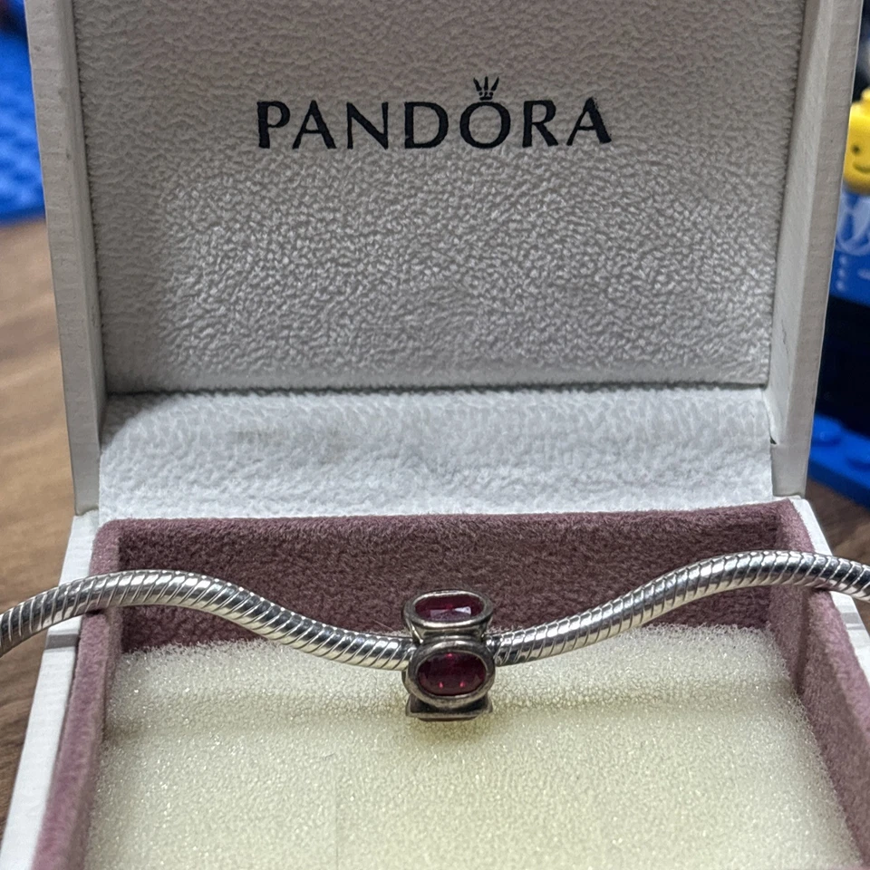 Pandora Retired Sterling Silver with Synthetic Ruby Oval Lights Bead - 790311SRU - Image 4 of 4