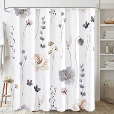 Gibelle Watercolor Floral Shower 72"W x 72"L (Pack of 1), Charcoal Grey 