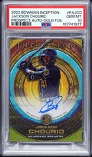 2022 Bowman Inception Jackson Chourio Prospect Gold Foil Auto /50 - PSA 10