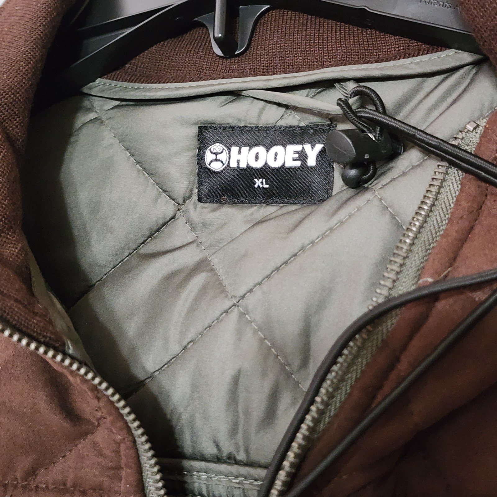 New Hooey Men's XL Quilted Olive & Brown Packable Vest HV097OLBR With Bag NWT 