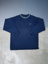 Fred Perry Navy Crewneck Sweatshirt Mens Large Boxy Fit Laurel Wreath Vintage