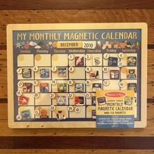 Melissa Doug My Monthly Calendar Wooden Hinged Magnetic 134 Magnets NEW SEALED