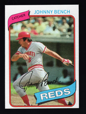 Johnny Bench 1980 Topps #100; AI PREDICTION: 80% NM 7, 15% EX-MT 6