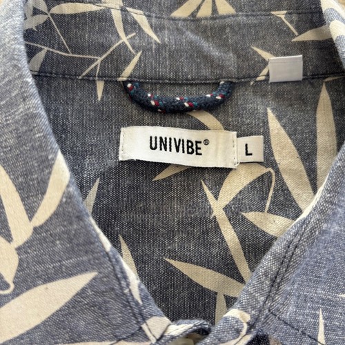 UNIVIBE Herren Hemd Blau Bambus Print Kurzarm Knopfleiste Größe L - Bild 7 von 10