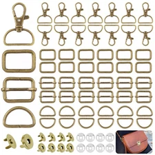 100Pcs Purse Hardware Buckles Crafting Set Includes Keychains with Swivel Cli...