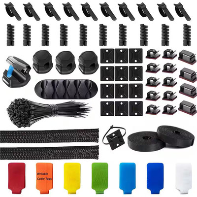 Cable Management Kit 165 Pcs with Wire Organizer Sleeve Magnetic Holder Clips Ro