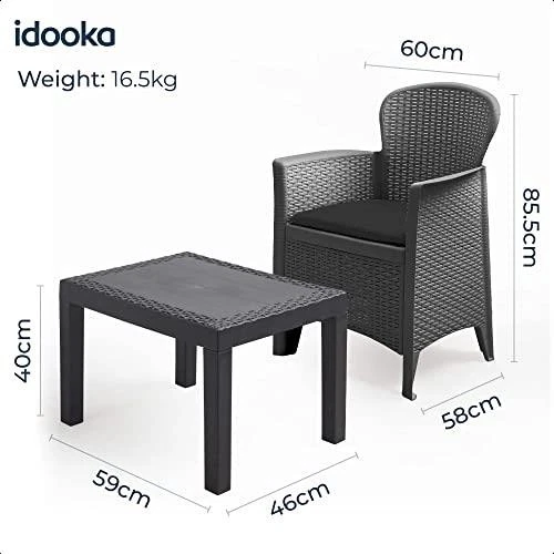 Garden Furniture Set Table Chairs 3 Piece Bistro Set Patio Outdoor Rattan Style - Picture 4 of 12