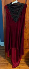 Punk Rave Gothic Velvet Maxi Dress XL–2XL Burgundy Lace Corset Back Vampire