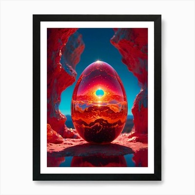 Saturn Ei Kunstdruck gerahmt Wandbild Poster Leinwanddruck Bild