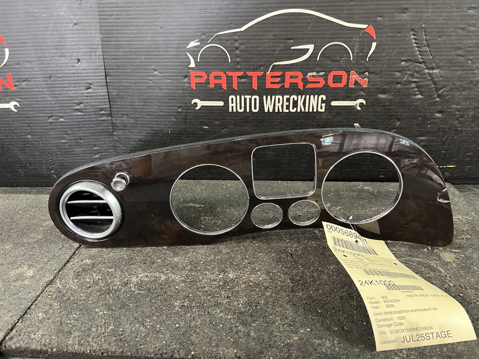 03-12 BENTLEY CONTINENTAL DASH SPEEDOMETER INSTRUMENT GAUGE CLUSTER BEZEL TRIM
