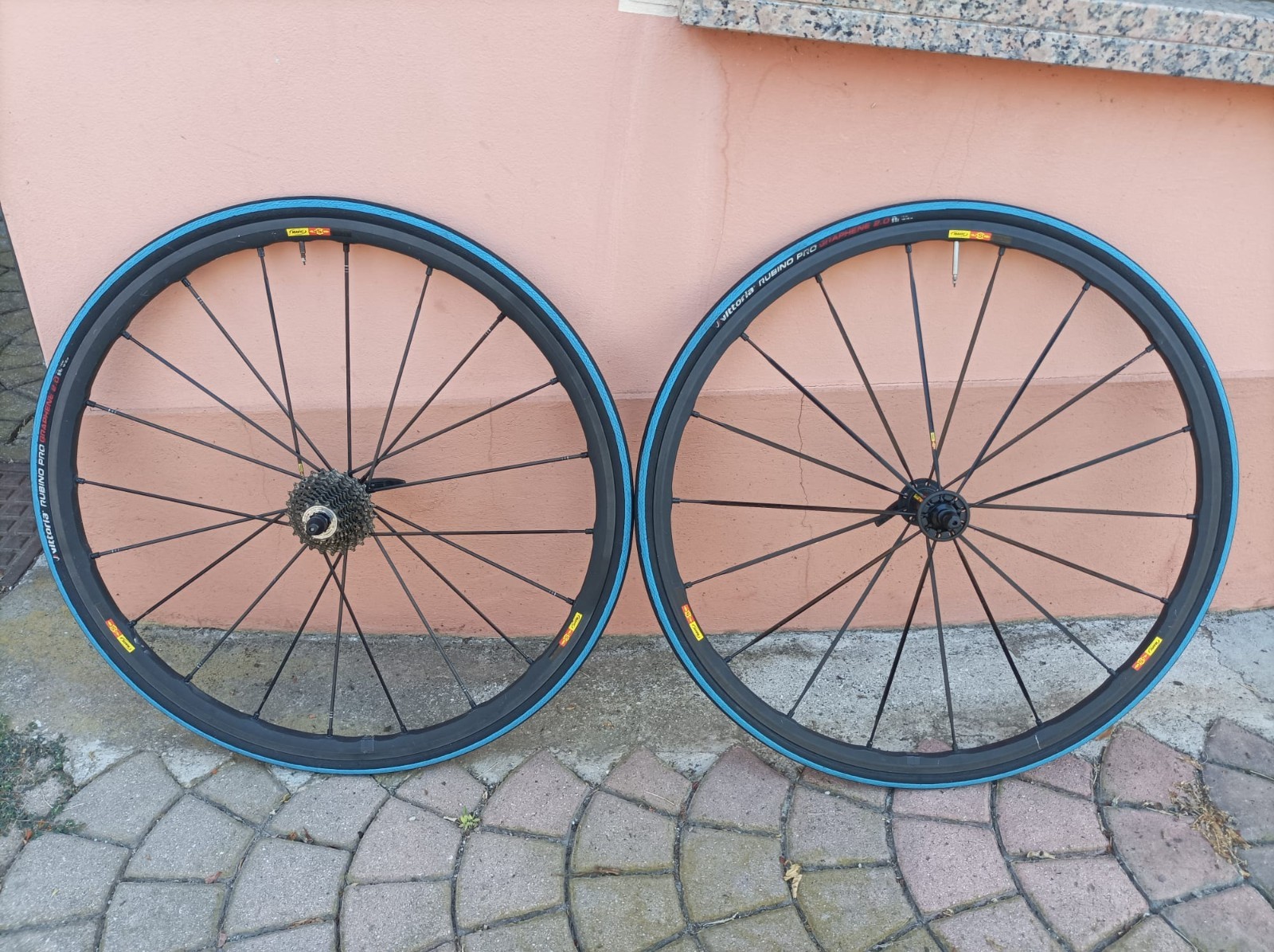 Mavic Ksyrium SLR exalith road bike wheels clincher w/ Shimano 10/11s hub