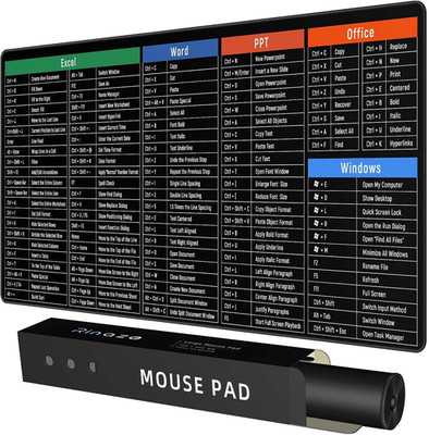 Rinaze Large Mouse Pad Desk Mat with Excel Shortcuts Cheat Sheet, Anti-Slip Keyb