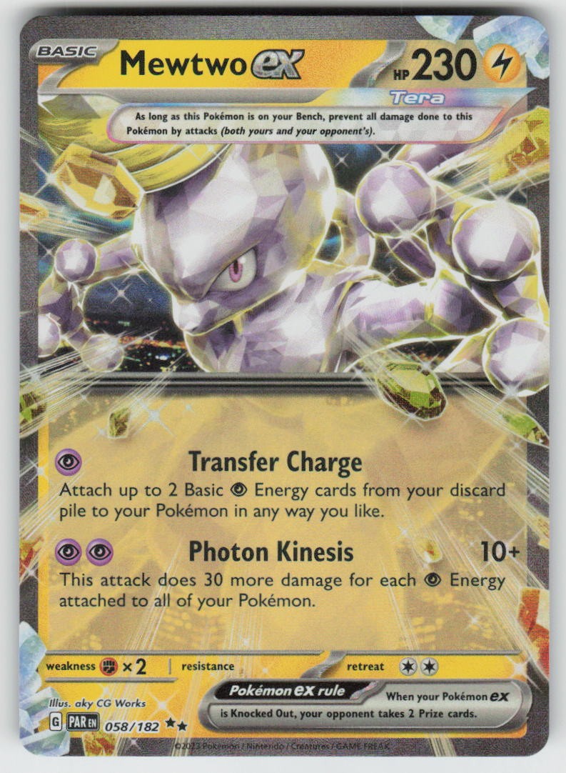 Mewtwo ex 058/182 Double Rare Paradox Rift Pokemon Holo Near Mint