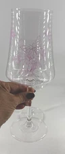 JoyJolt Crystal Wine Glasses Pink Butterfly Meadow Collection 2pc Barware Fun