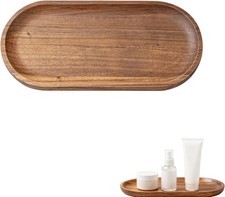 Small Wooden Tray Oval Wood Serving Trays Acacia Wood Platter for Coffee Tables