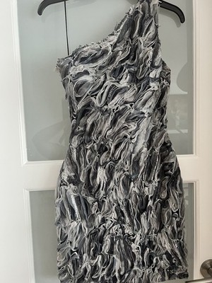 Mandalay Grey Dress Julian Joyce for Mandalay Women's Size 4 one shoulder 