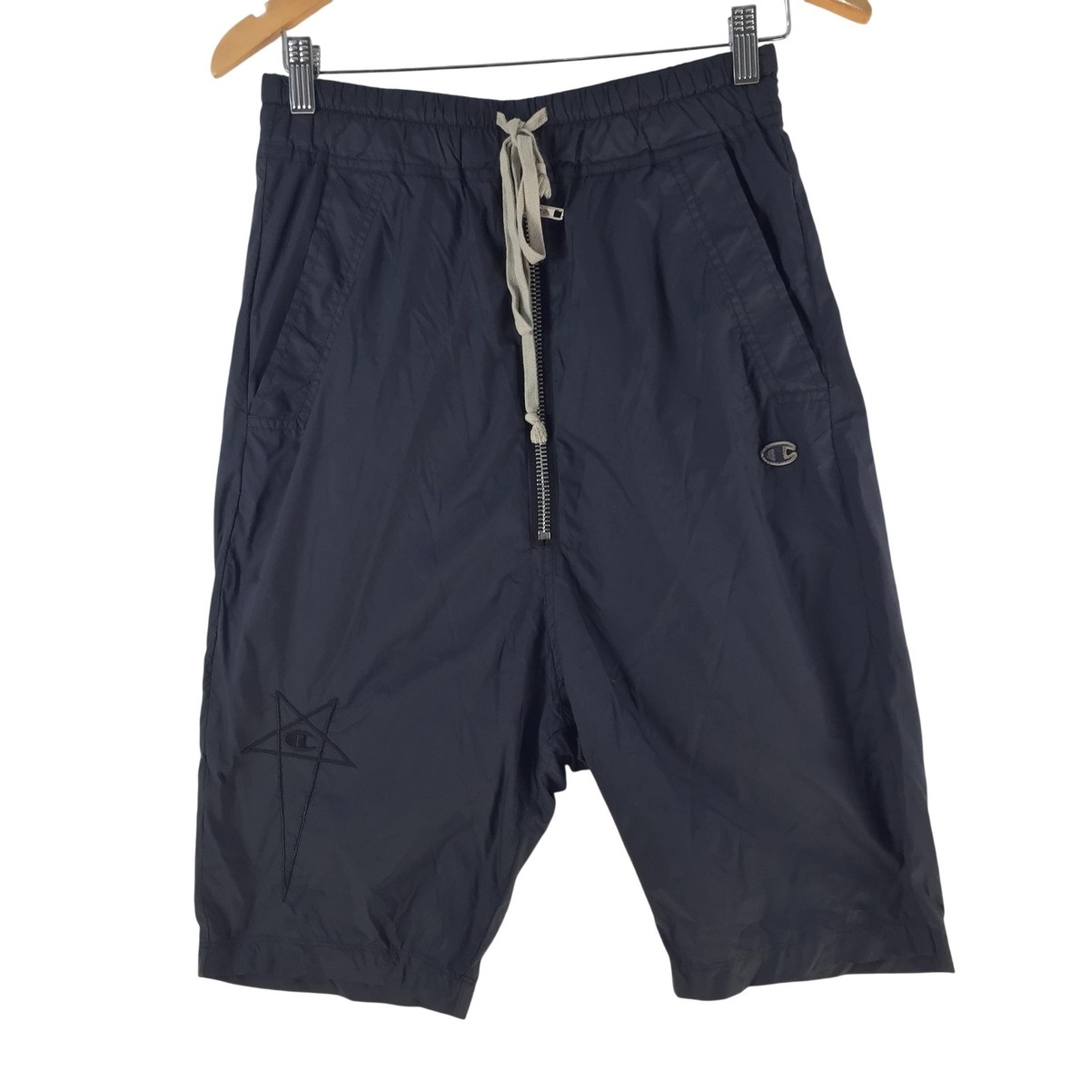 Rick Owens X Champion Shorts Mens S Black Nylon Bermuda Drawstring