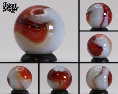 9/16'' Swirl Marble Oxblood & White NM+