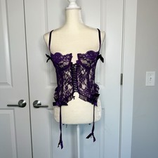 Victoria  s Secret Vintage gold label lace corset garter bustier bra top size 34C