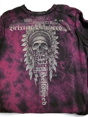 Affliction Shirt Men's 2XL Black Maroon Long Sleeve Distressed Grunge Reversible