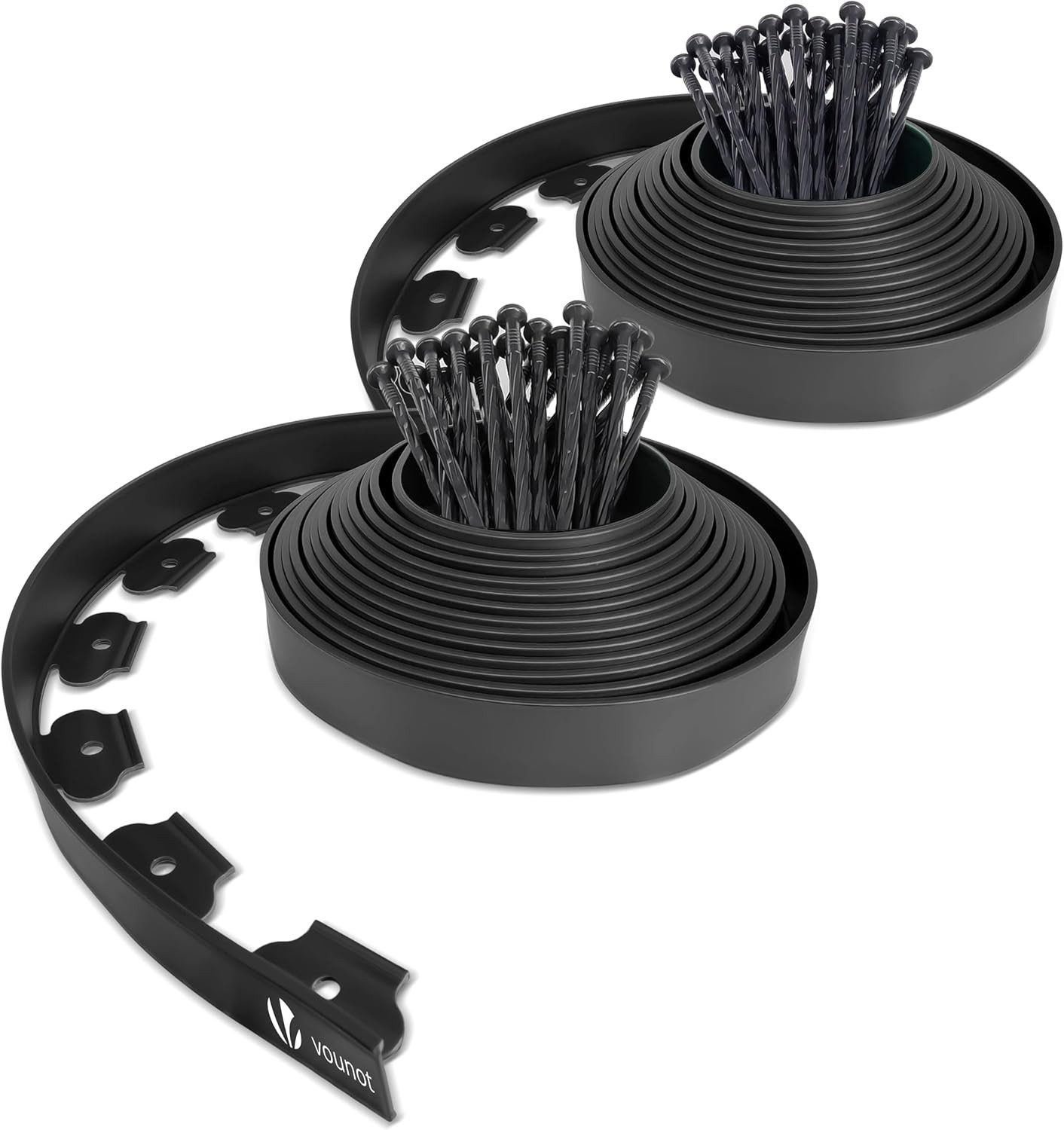 Bordure de jardin plastique flexible de 20 m noire avec 60 piquets de fixation inclus