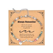 Wave Bracelet With Initial for Women, Friendship Bracelets, Friend Gifts, S - 09