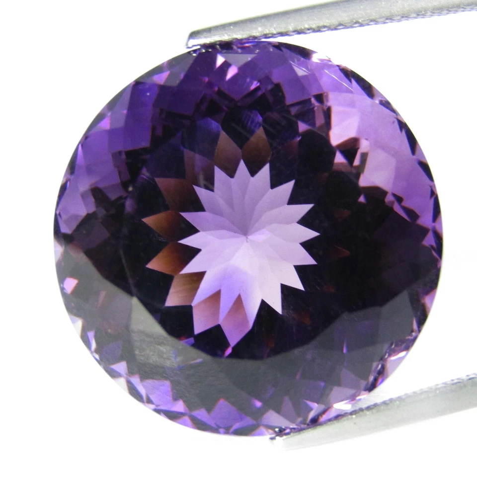 Piedra preciosa suelta de forma redonda 100 % amatista natural genuina de 35,50 quilates Foto 3 de 3