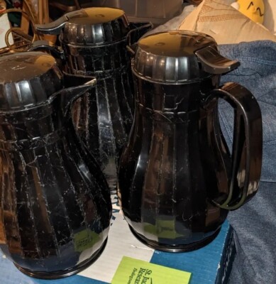 Lot of 3 Service Ideas ECO13BL Eco-Serv Black 44 Oz. Insulated Servers