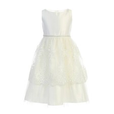 Ivory Satin and Lace Flower Girl Dresses