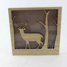 Northlight Two Deer and Trees Cut-out with Led Lighted Stars Open Box