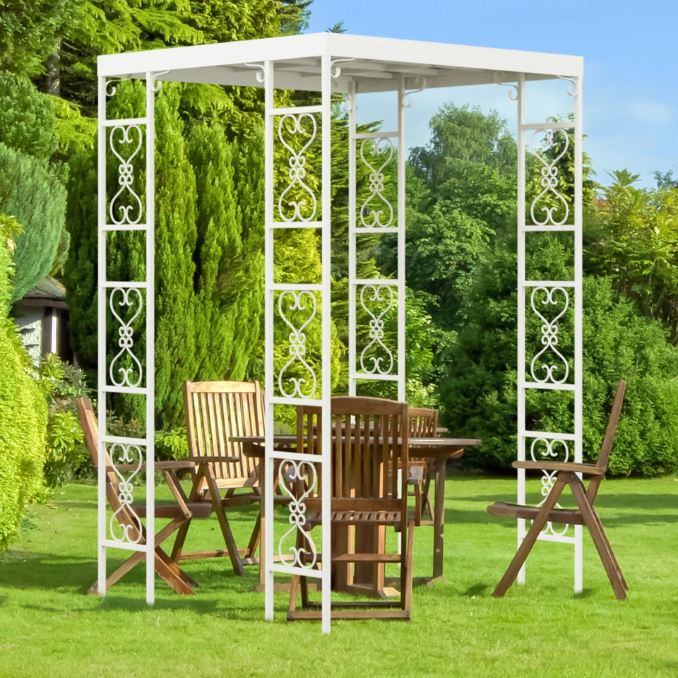Pergola 2,7x1,8 Rankhilfe XXL Rankgitter Garten Rosenbogen Groß Metall mit Dach - Bild 2 von 4
