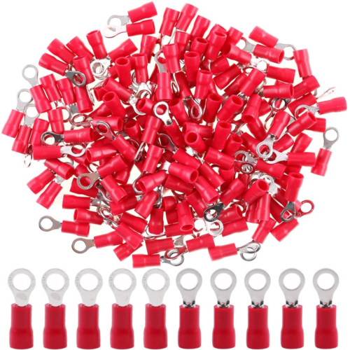 10/50/100PCS Red Ring Crimp Terminals Vinyl 22-16 AWG Car Audio Wire Connectors - Picture 2 of 16