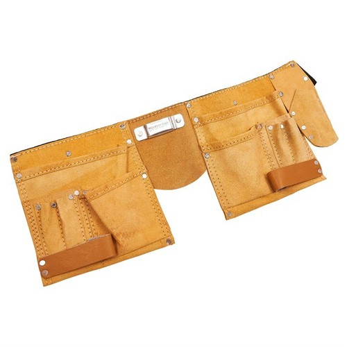 11 POCKET HEAVY DUTY LEATHER TOOL BELT POUCH BUILDER SCAFFOLD 2 HAMMER