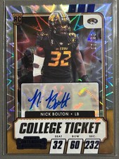 Nick Bolton 2021 Panini Contenders Draft Picks Blue Explosion College Ticket 