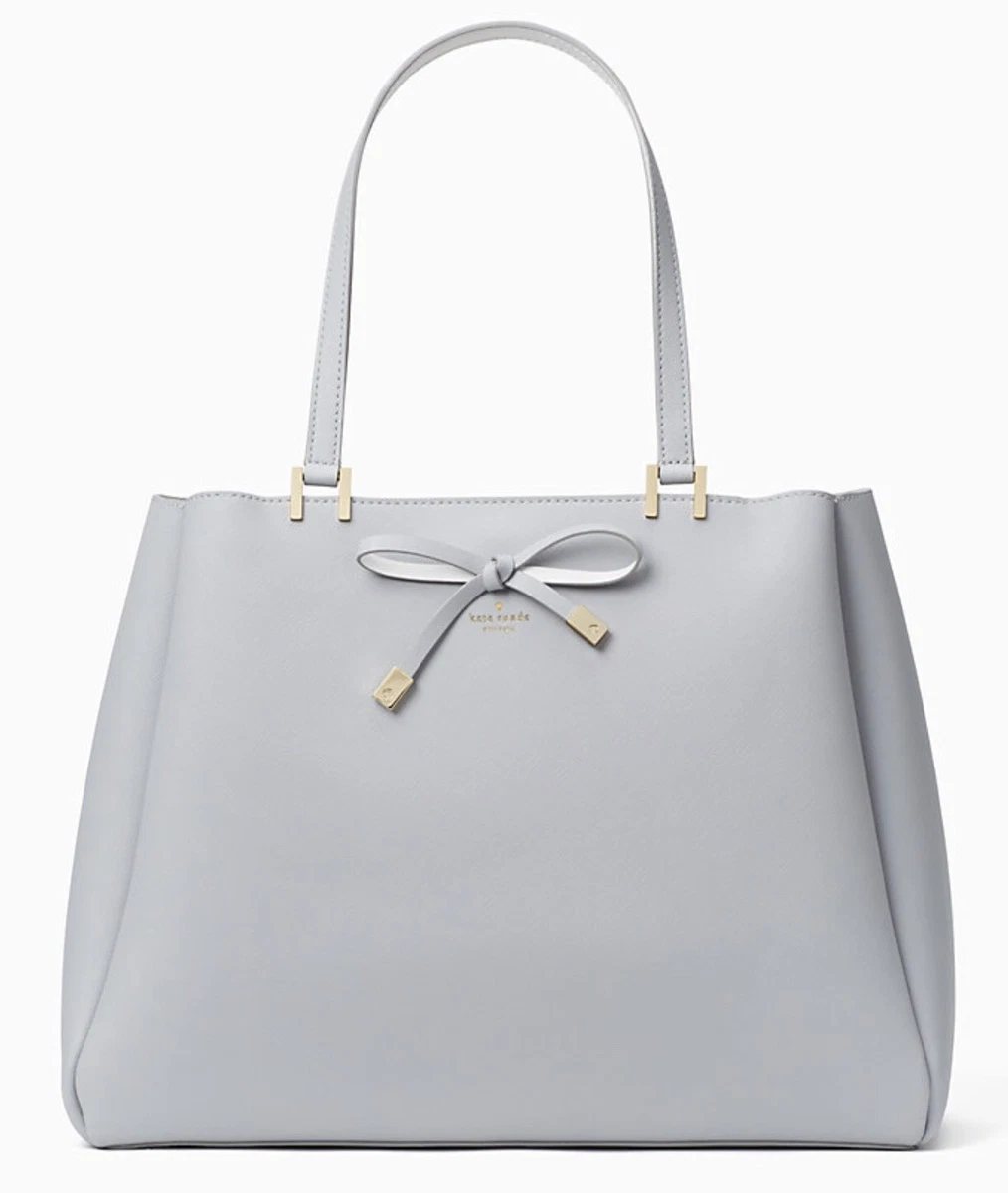 Kate Spade Cherrywood Street Nell Stone Ice Gray Tote Bag with BOW NWT 399