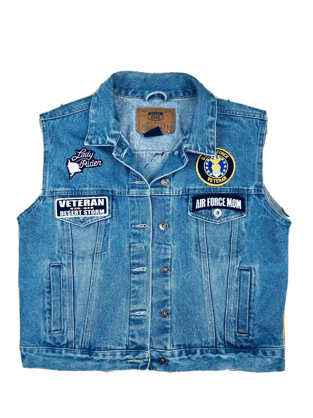 Denim Vest Jean Cutoff Patches Air 