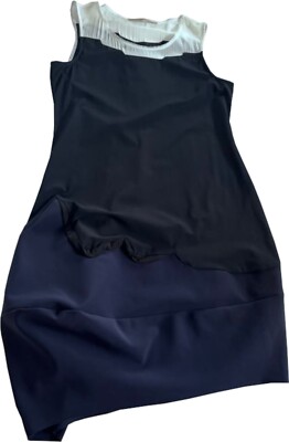 Kleid blau weiß schwarz empfindlicher Tech-Stoff und Seide Marithé und François Girbaud