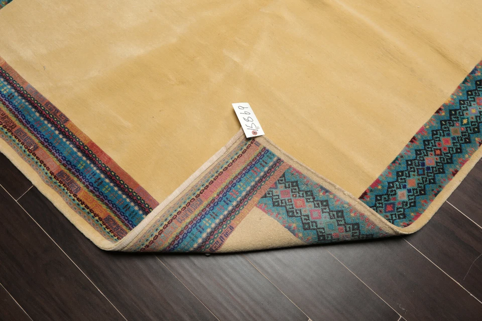 4'9" x 6'7" Classic Hand Knotted Wool Tibetan Oriental Area Rug Vanilla - Image 4 of 4