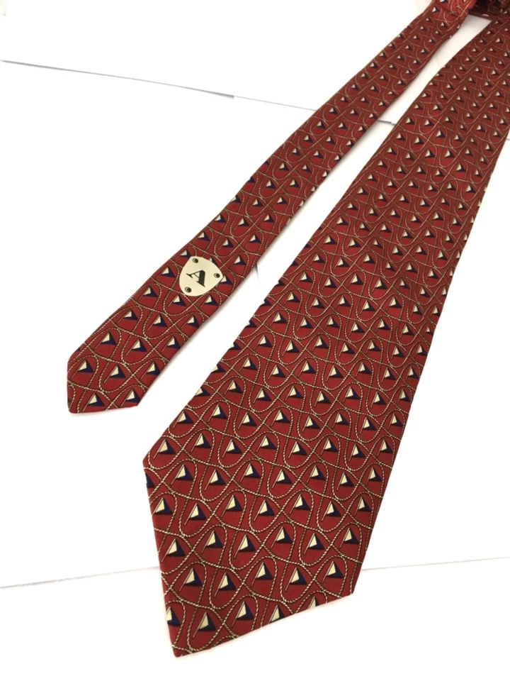 Corbata auténtica AQUASCUTUM de Londres diseño de cuerda y bandera en granate 100 % seda Foto 4 de 4