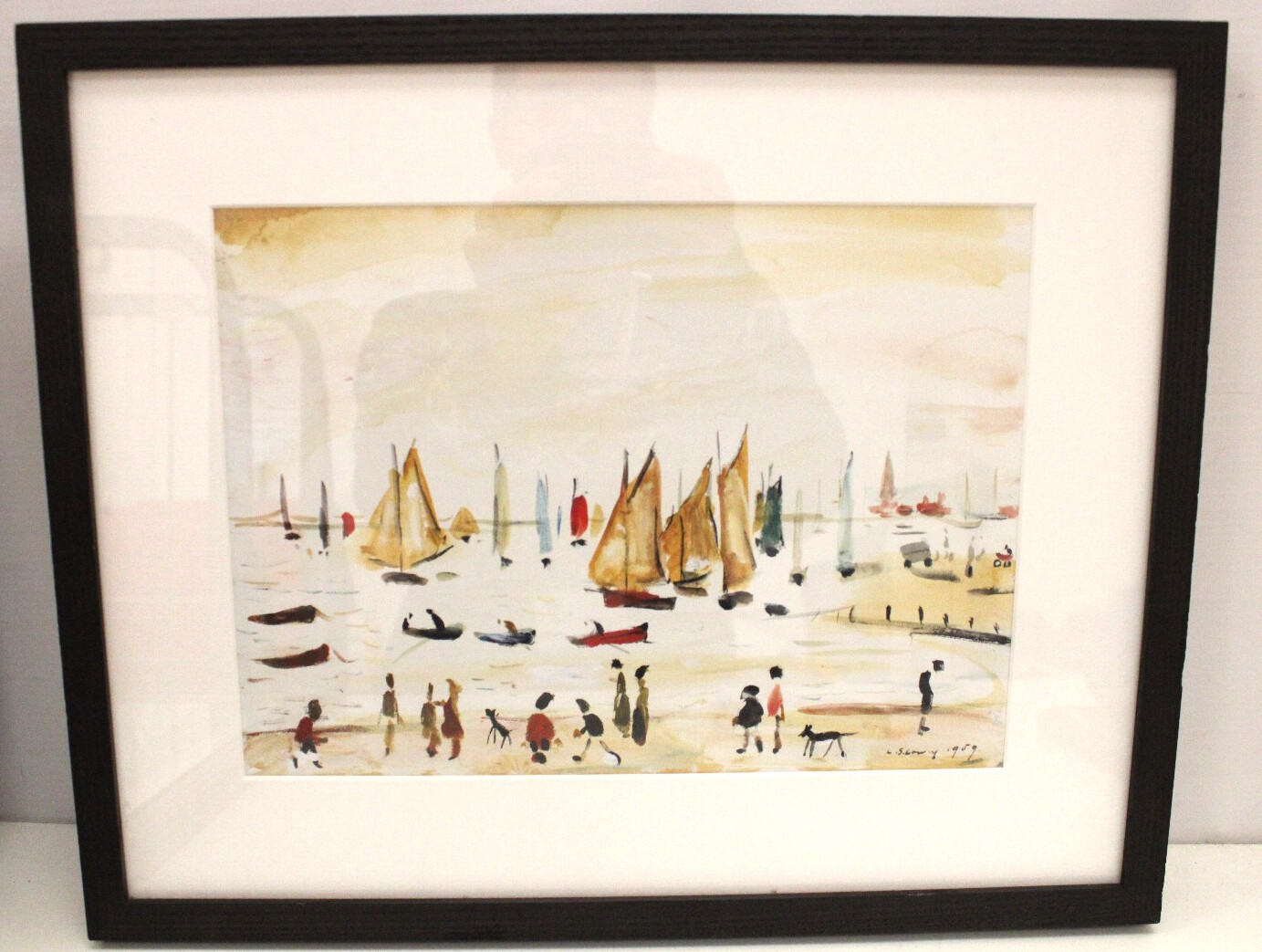 L.S. LOWRY Yachts REPRODUCTION Print John Lewis FRAMED (c.1959) W47