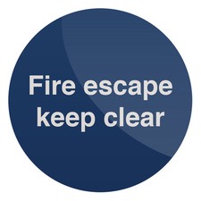 Fire Escape Keep Clear Sign 100 x 100mm Self-Adhesive  Signage Safety Signs