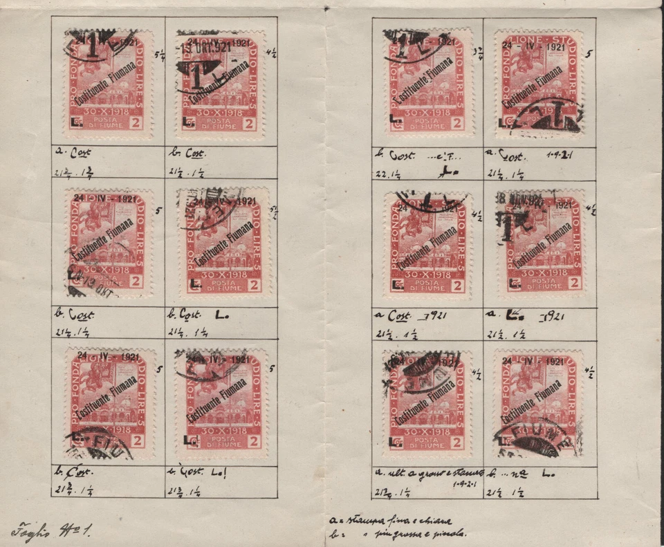 ✔️ FIUME UNIQUE HIGH VALUE STUDY EXPERTISE STAMPS VARIETY, ON FIVE LARGE SHEETS - Image 4 of 4